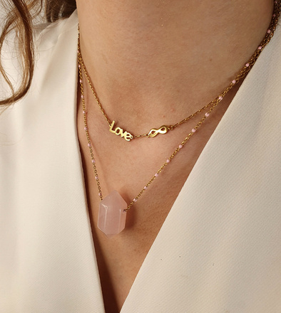 1328 naszyjnik z napisem LOVE i nieskończonością srebro 925 pozłacane