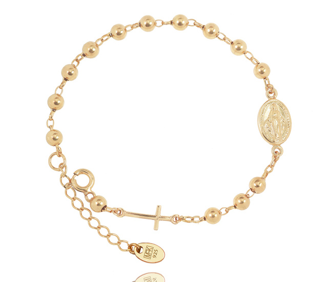 1627/4 bransoletka srebrna 925 pozłacana różaniec