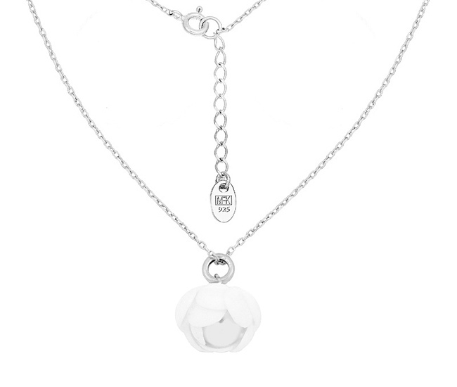 1495 naszyjnik srebrny 925 perełka z kwiatuszkiem