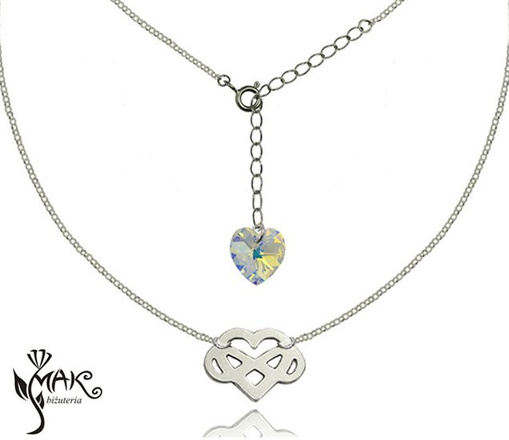 KPL718 biżuteria Swarovski KOMPLET z grawerem serce nieskończoność