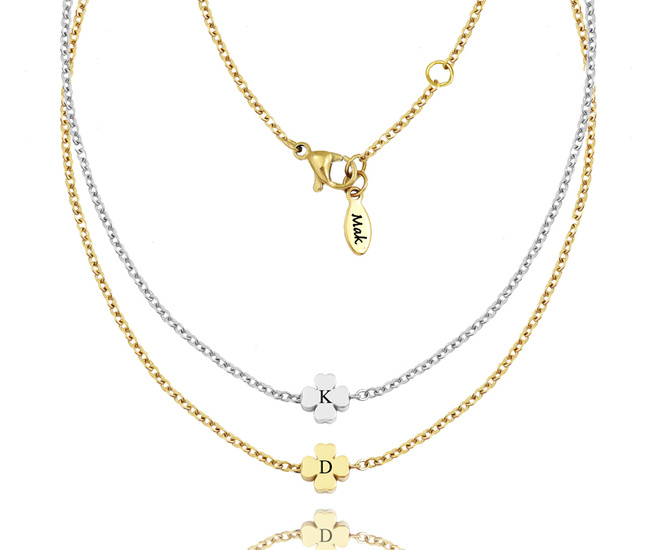 1486 naszyjniki dla pary koniczynka z grawerunkiem stalowe