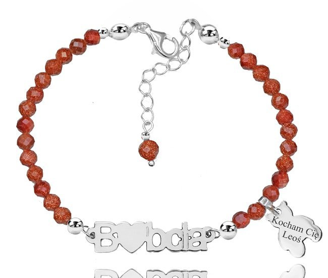 1244/1 bransoletka grawerowana srebrna 925 piasek pustyni Dzień Babci dla Babci