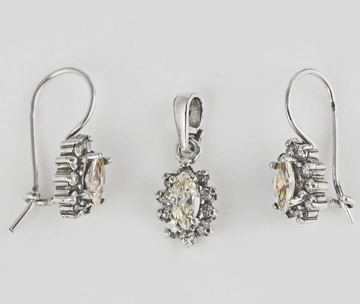 480/183 komplet srebrny z niebieskimi cyrkoniami