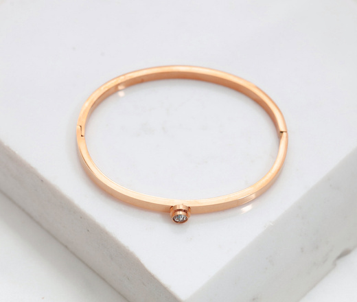 Różowe złoto bransoletka bangle z cyrkonią 1857/3