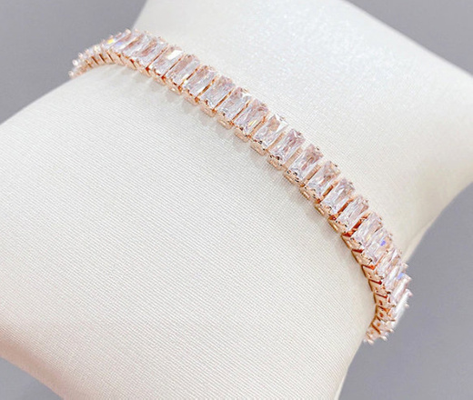 Br599/1034 bransoletka błyszczące cyrkonie prostokątne