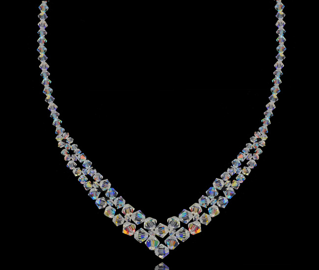 1298 naszyjnik srebrny 925 kryształowy Crystal AB  na ślub