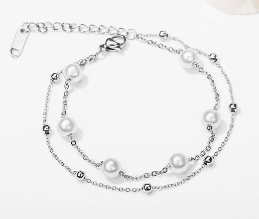 599/922 Bransoletka stalowa z perłami