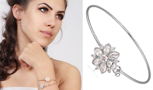 BR599/352 srebrna, CYRKONIE BRANSOLETKA