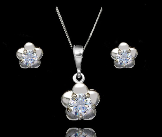480/255 Komplet srebrne kwiatuszki z cyrkonią delikatne 925