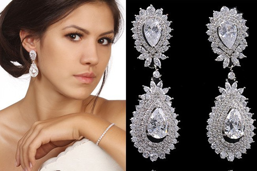 Kol 655/8 KOLCZYKI ślubne, cyrkonie długie