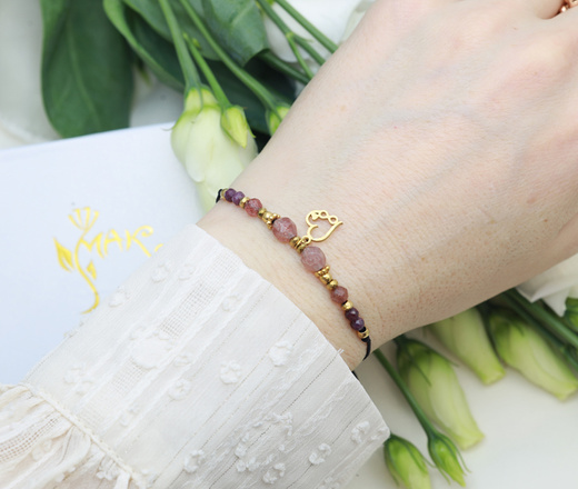 Bransoletka dla Babci kwarc truskawkowy pudełko z dedykacją 1897/2