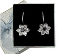 480/243  kolczyki srebrne kwiatki z czarnymi cyrkoniami