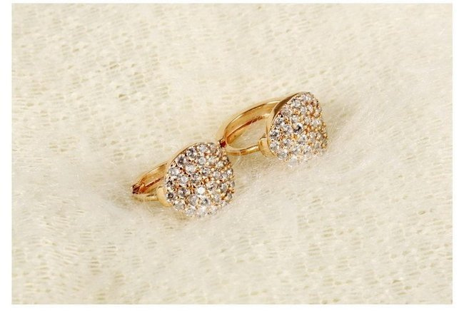 Kol 599/495 kolczyki kółeczka żółte złoto wysadzane cyrkoniami