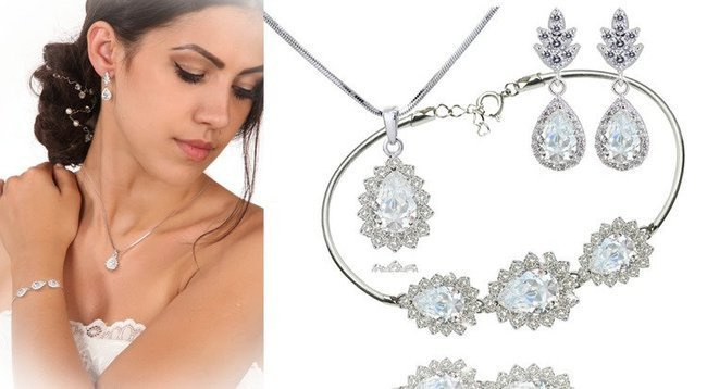 Kpl887 komplet ślubny, biżuteria ślubna z cyrkoniami b599/812  k805/5  n599/814