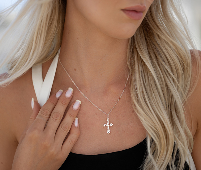 Łańcuszek z krzyżykiem zestaw upominkowy na Bierzmowanie i Chrzest srebro 925 1843/2