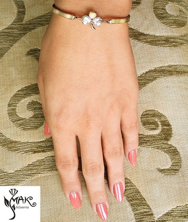 BR717 BRANSOLETKA pozłacana koniczynka grawer