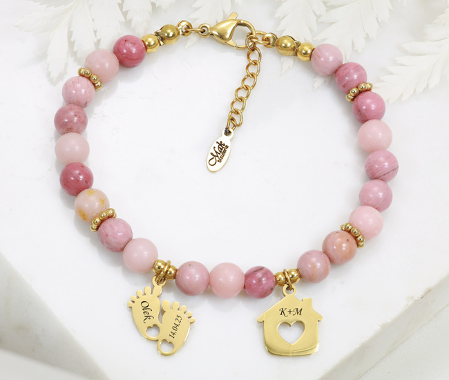 Bransoletka z grawerem i kamieniami naturalnymi dla mamy 1794/3