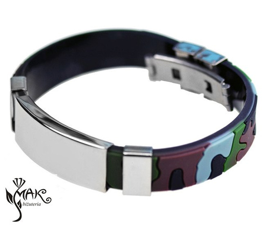 BR829 BRANSOLETKA Z GRAWEREM moro męska stalowa