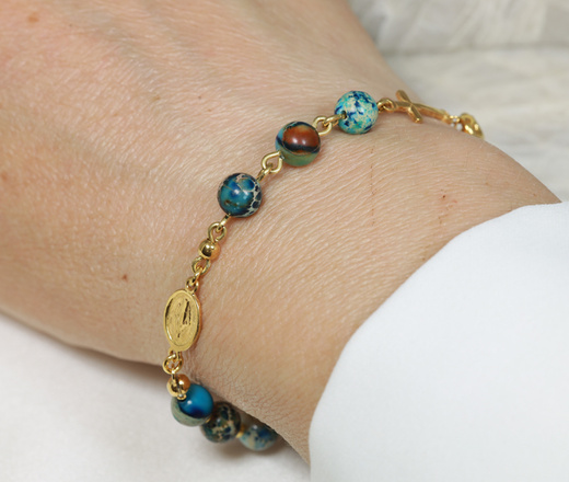 1627/4 bransoletka srebrna 925 pozłacana różaniec