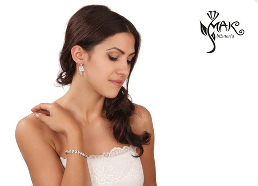 Kpl878 komplet ślubny, biżuteria ślubna z cyrkoniami b599/424 k599/562