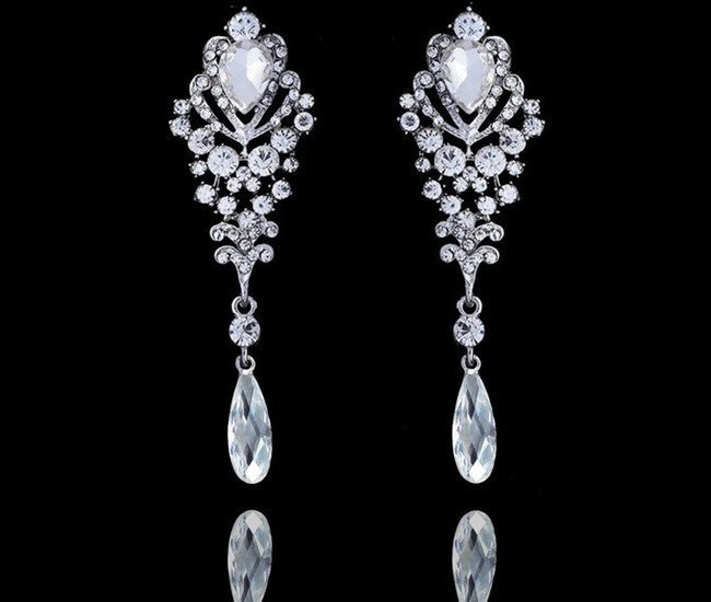 Kol 656/18 KOLCZYKI ślubne, cyrkonie długie Piękne