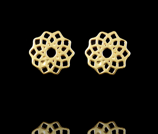 1070 kolczyki rozetki srebro pozłacane 925