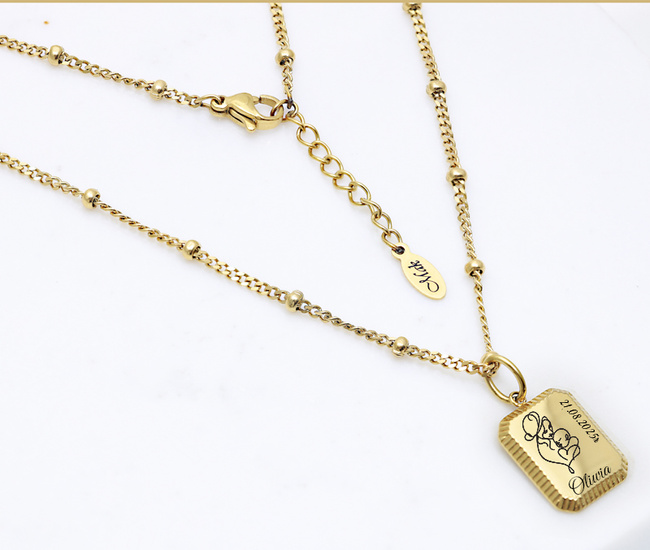 Nieśmiertelnik złoty dla mamy łańcuszek z blaszka pod grawerunek 1852/2