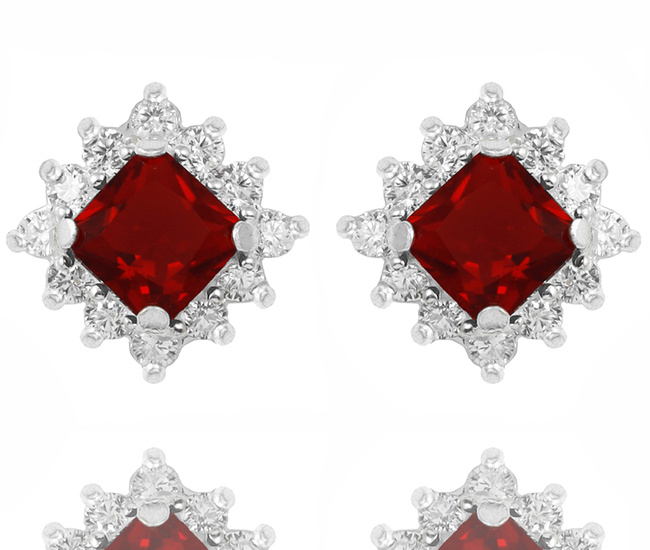 480/486 kolczyki srebrno 925 z czerwoną cyrkonią