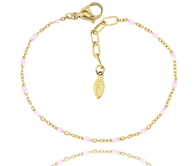 1326/30 bransoletka złota stal szlachetna pudrowa emalia