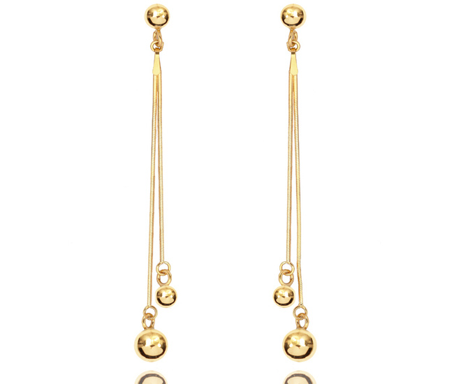 1450 kolczyki srebrne 925 złocone długie z kuleczkami