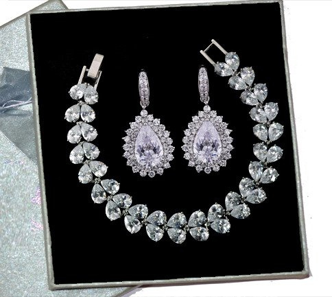 Kpl699 komplet ślubny, biżuteria ślubna z cyrkoniami b599/427 k686/14