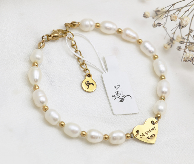 Bransoletka z sercem grawerowanym dla mamy preły 1895