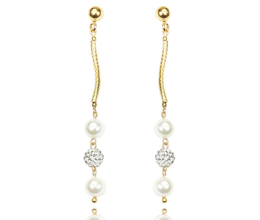 1359 komplet srebrny pozłacany z perełkami i kryształkami