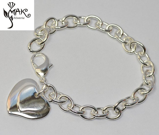 BR716 BRANSOLETKA serduszka gruby łańcuch grawer