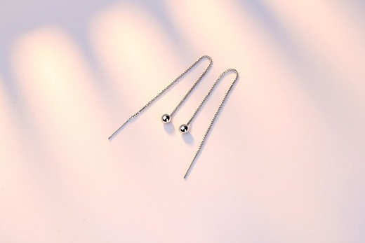 Kol599/834 kolczyki z cyrkonią i długimi łańcuszkami srebrne