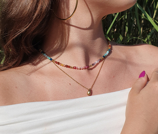 1679 delikatny naszyjnik złoty stalowy z łezką