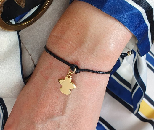 1124 bransoletka grawerowana ze złotym aniołkiem, infinity nieskończoność