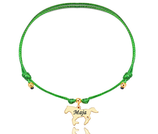 1351 BRANSOLETKA Z GRAWEREM złota na sznureczku