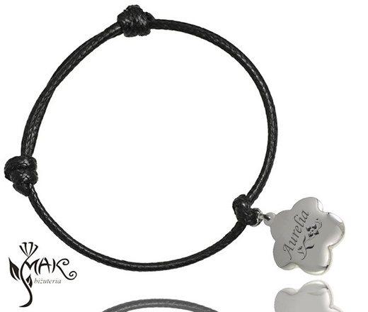 BR640 bransoletka na sznureczku z grawerem kwiatek
