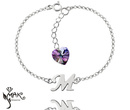 BR892 BRANSOLETKA dowolny inicjał literka Swarovski Elements serce