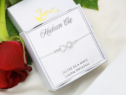 bransoletka srebrna 925 infinity z sercem zestaw 1899/6