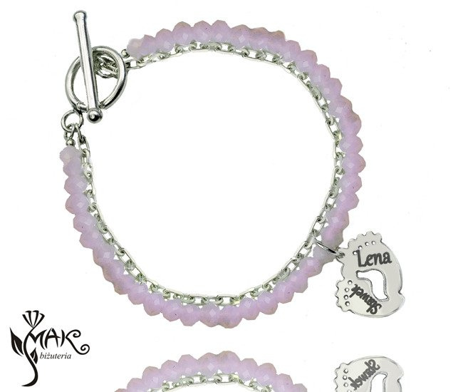 BR817 BRANSOLETKA Z GRAWEREM SREBRO 925 kryształki