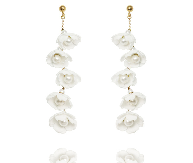 1665 kolczyki na ślub pozłacane perły z kwiatami