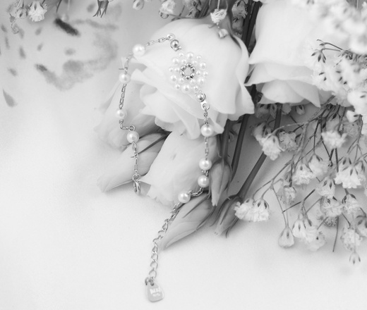 1516 ślubna bransoletka srebrna 925 z perełkami