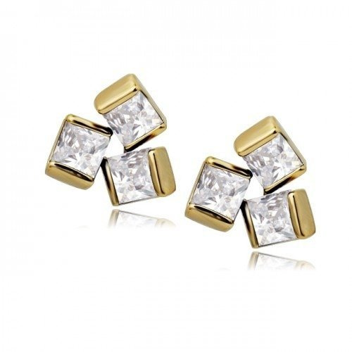 Kol  599/131  kolczyki kryształy złocone kosteczki