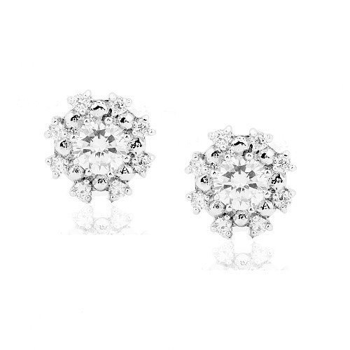 Kol 599/95 kolczyki kryształy białe złoto białe cyrkonie