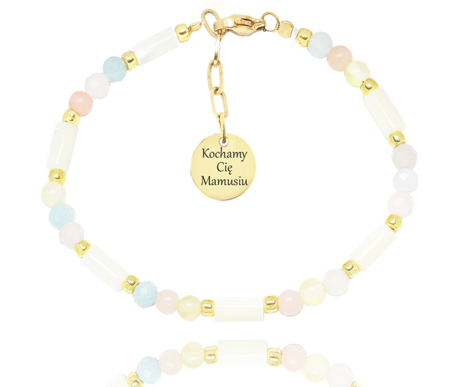 1529 bransoletka grawerowana z kamieniami naturalnymi Dzień Mamy