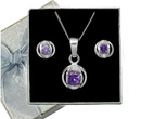 480/262 Kompet srebrny z okrągłą cyrkonią delikatny 925 fioletowy