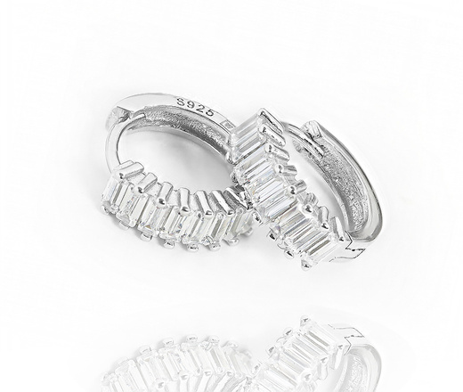 114/12 kolczyki rodowane srebro p925 z cyrkoniami