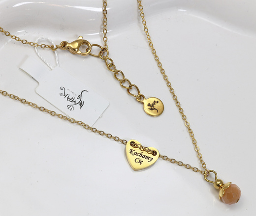 Naszyjnik na Baby Shower dla mamy z grawerunkiem pozłacana stal szlachetna 1874